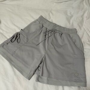 Stylish Gray Track Shorts with Drawstring